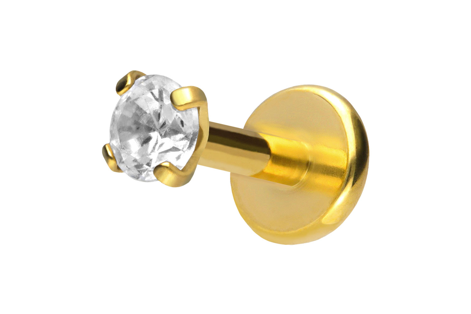 Titan Labret Piercing mit Push Fit EINGEFASSTER KRISTALL